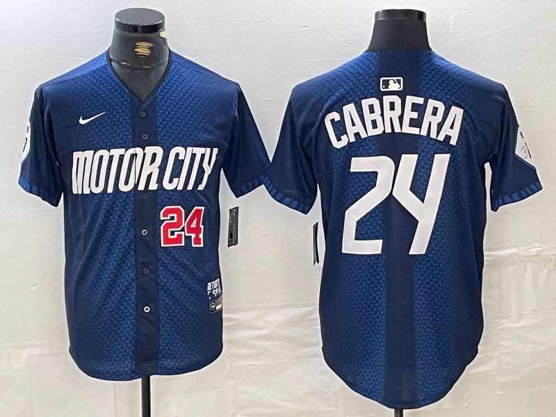 Men Detroit Tigers #24 Cabrera Blue City Edition Nike 2024 MLB Jersey style 5